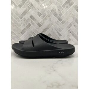 Oofos Ooahh Recovery Slide Sandals Mens Size 11 Black Comfort H-Strap Slip On